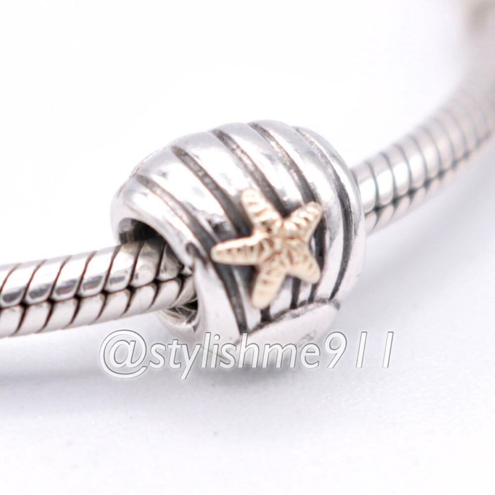 Authentic PANDORA Retired Sea Shell Charm with 14K Gold